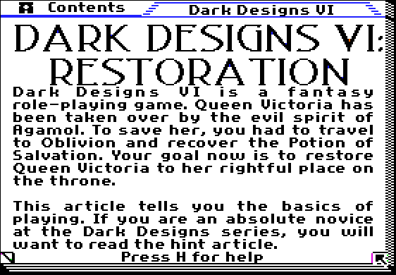 Dark Designs VI: Restoration Instr.
