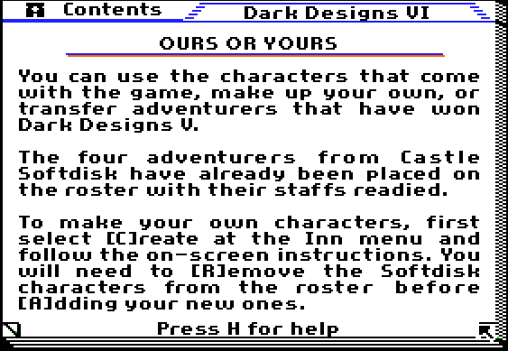 Dark Designs VI: Restoration -Characters